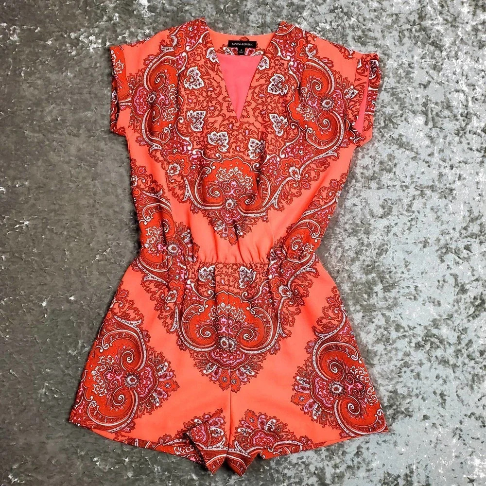 Banana‎ Republic Orange Paisley Romper